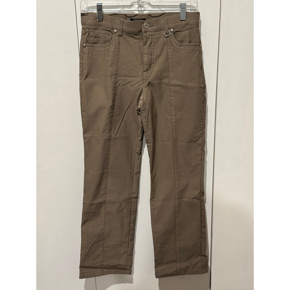 Women's SIMON CHANG Brown stretch seamed Straight Leg Pants Size 8